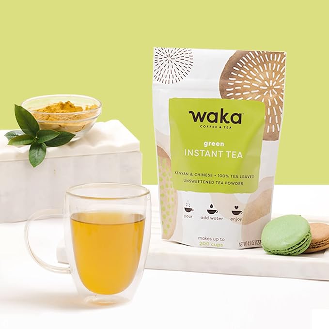 Waka Instant Tea Mix, 3 Bag Bundle - 100% Tea Leaves, No Additives, Unsweetened Tea Powders - Kenyan Black, Classic Green, Raspberry Flavored Green (4.5oz Each)
