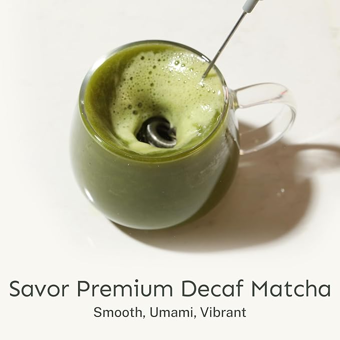Yu Tea Organic Decaf Matcha Powder Ceremonial Grade, 50 Servings | Rich in Antioxidants & L-Theanine, Low Caffeine | Unsweetened Grade A Japanese Green Tea Powder | Resealable Pouch, 2.65 oz