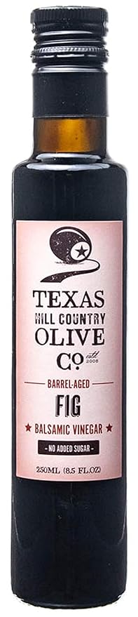 Fig Balsamic Vinegar - Gourmet Barrel Aged Infused Balsamic Vinegar - Great for Dressing Dipping Glazing - No Artificial Flavors or Added Sugar - Made in Texas (8.5 oz)