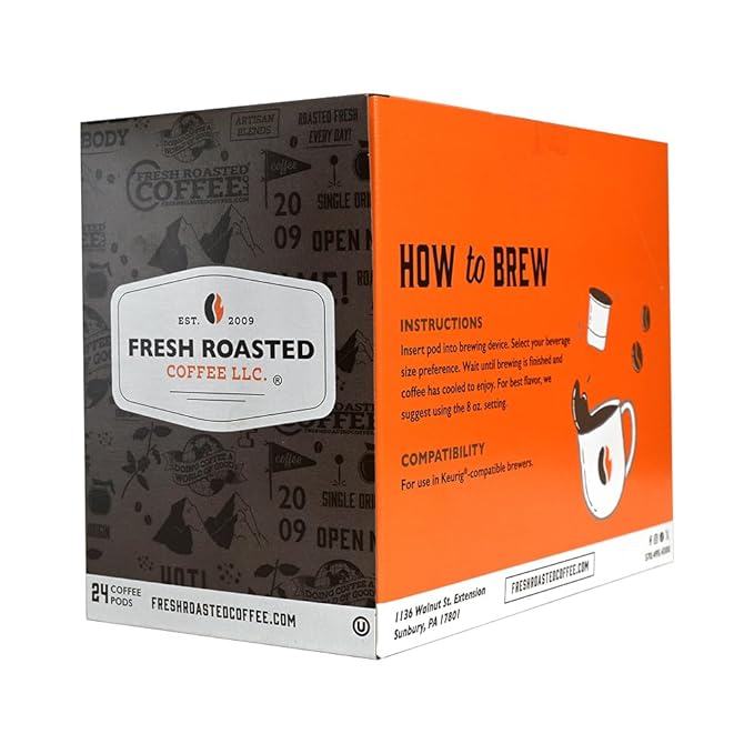 Fresh Roasted Coffee, USDA Organic Peru Water-Processed Half-Caf | 3rd Party Tested for Pesticides, Mold, Mycotoxins, Kosher | 100% Arabica, Specialty Grade, Med Roast 72 Pods for K Cup Brewers