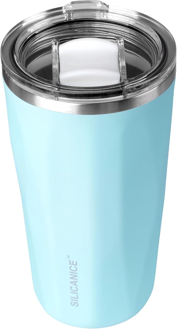 20oz Soft Touch Diamond Tumbler - Double Wall Stainless Steel Vacuum Insulated Coffee Cup With Detachable Slider Lid | BPA Free, Dishwasher Safe, Thoughtful Gift for Her - Light Blue