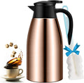 68oz Thermal Coffee Carafe, Stainless Steel Coffee Carafes for Keeping Hot, Airpot Insulated Tea Pot Dispenser for Hot Water, Tea, Hot Beverage - Keep 12 Hours Hot, 24 Hours Cold, Champagne Gold