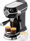 Espresso Machine with Milk Frother, 20 Bar Espresso Maker for Latte and Cappuccino, Expressions Coffee Machine with Removable Water Tank (Black)