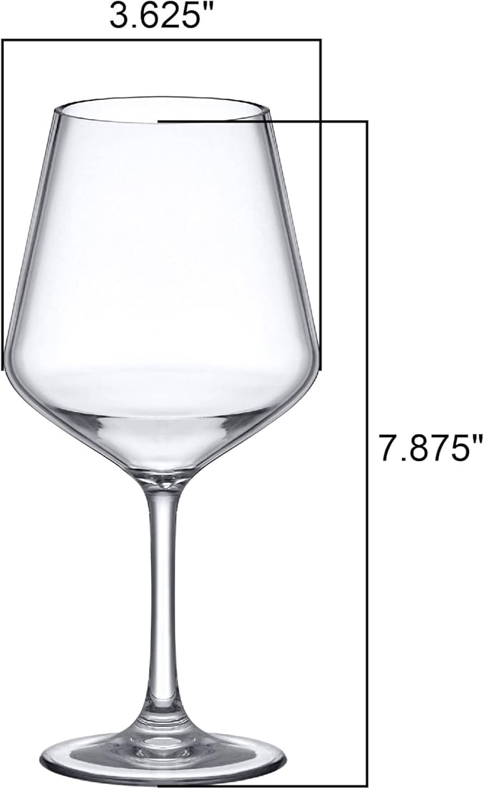 Amazing Abby - Sasha - 14-Ounce Unbreakable Tritan Wine Glasses (Set of 6), Plastic Wine Glasses, Reusable, BPA-Free, Dishwasher-Safe, Perfect for Poolside, Outdoors, Camping, Picnic, and More