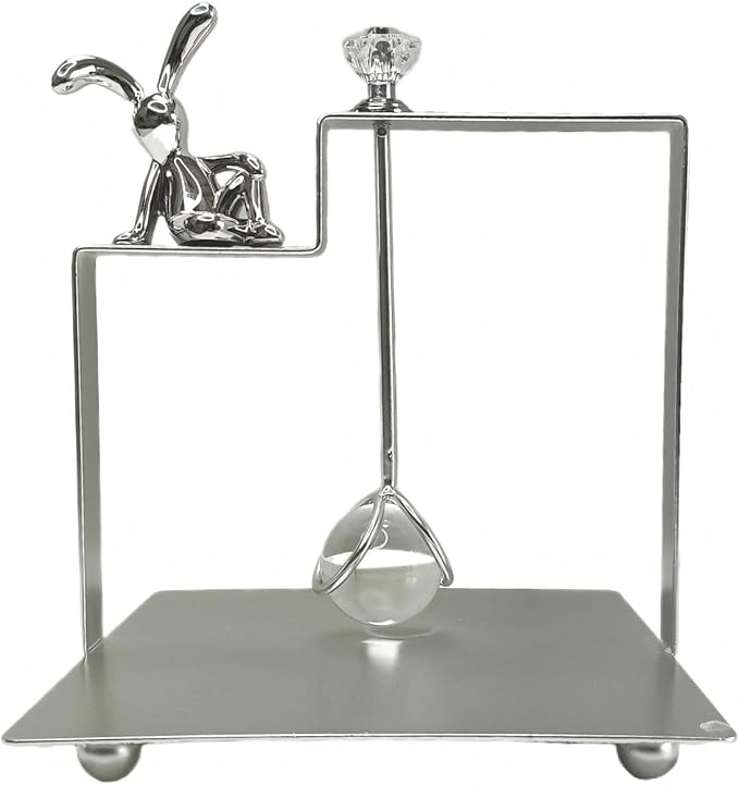 Bunny Napkin Holder for Tabletop, Decorative Square Plastic Rabbit Paper Towel Dispenser - Compact for Kitchen Counter, Home Bar, Farmhouse & Restaurant Table Decor (Silver)