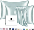 Ravmix Silk Pillow Cases 2 Pack with Zipper, 21momme Mulberry Silk Pillowcase for Hair Skin, Soft Smooth Breathable Cool Pillow Cover for Beauty Sleep with Gift Box(Queen 20"x30", Aqua)