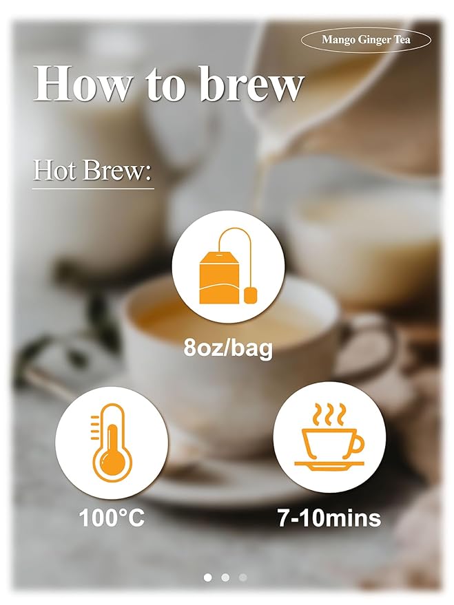 LOOMICA Mango Ginger Tea Bags, Caffeine-Free, Spiced Herbal Tea with Ginger, Cardamom & Cinnamon, Naturally Sweet & Tropical Vibe, Perfect for Relaxation, 20 Counts (Pack of 2)