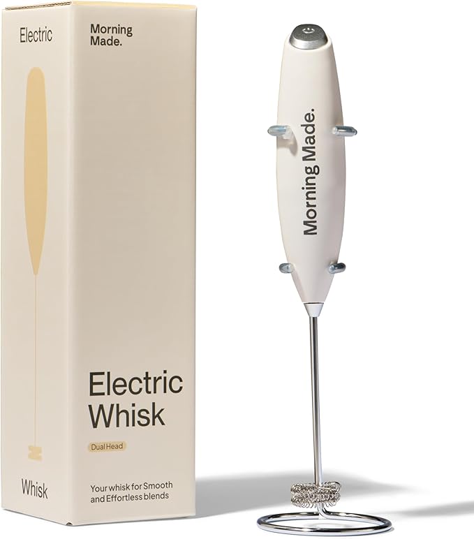 Morning Made | Electric Matcha Whisk | Alternative To Traditional Bamboo Whisk - Electric Frother With Protective Kitchen Counter Stand - Achieve Perfect, Creamy Matcha Froth