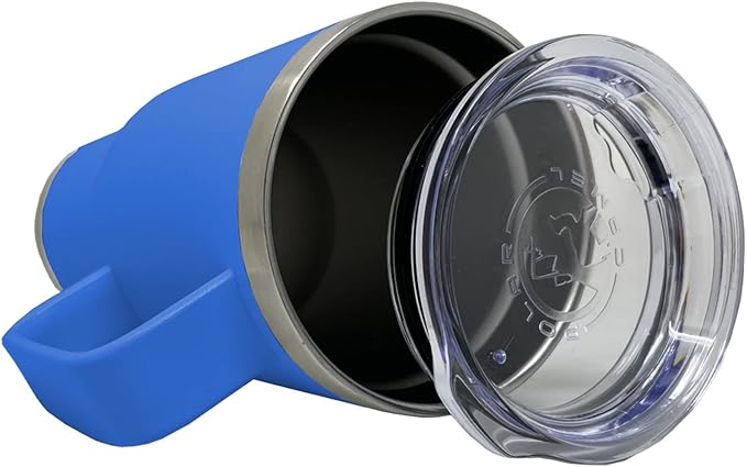 LaserGram 20oz Vacuum Insulated Travel Mug with Handle, Tiki Statue, Personalized Engraving Included (Dark Blue)