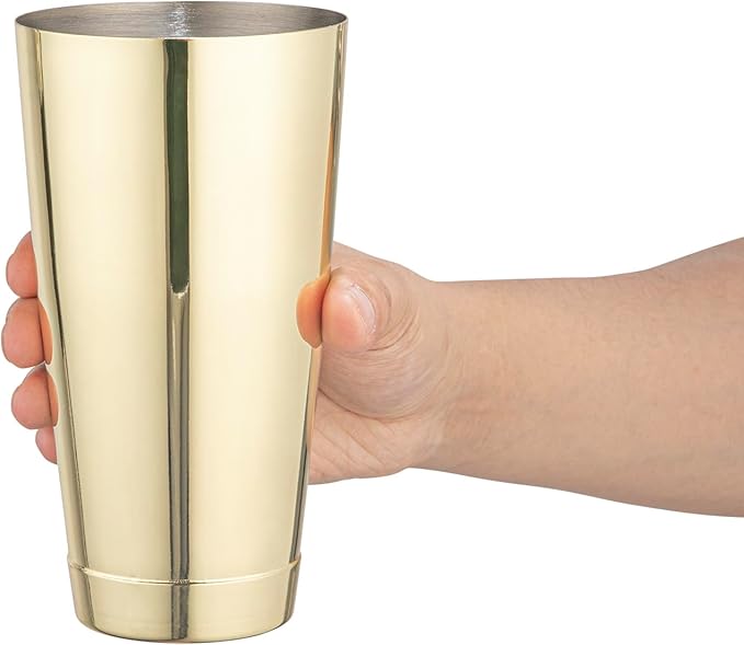 Restaurantware Bar Lux 24 Ounce Boston Shaker 1 Gold-Plated Cocktail Shaker - Weighted Bottom No Leak Stainless Steel Martini Drink Mixer Essential Bar Tool For Home Use Or Bartenders