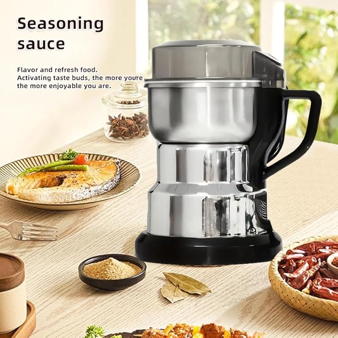 Electric Coffee Grinder with 304 Stainless Steel, 3D Grinding, One Touch Operation for Espresso Beans, Herbs, Spices, Grains, Salt, Pepper (Silver)