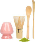 Matcha Whisk Set with Matcha Whisk Holder Bamboo Whisk Scoop Spoon Unique Gifts for Women Men Girl Friend Home Kitchen Decor Christmas Gifts for Tea Enthusiasts Pink