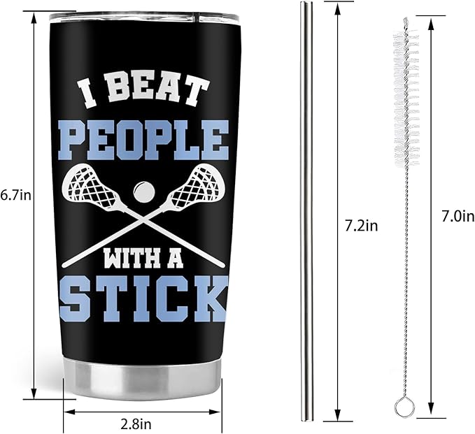 Lacrosse Gifts for Boys Girls, Lacrosse Gifts, 20oz Stainless Steel Tumbler with Lid Straw