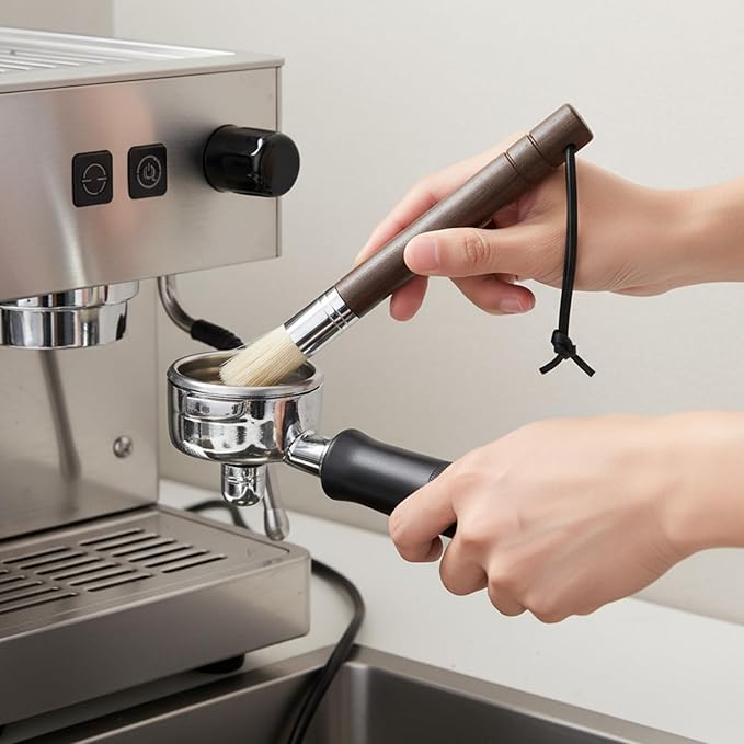 2 Pack Espresso Machine Brush Cleaner Tool Coffee Grinder Cleaning Brush Barista Wood Dusting Brushes Coffee Bar Accessories with Hanging Loop for Wood Handle Coffees Machine Toaster Home Kitchen
