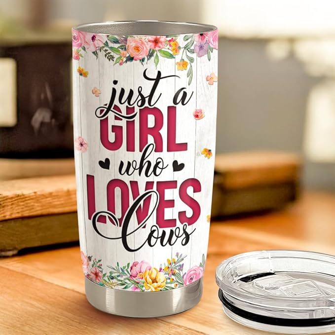 Cow Tumbler 20oz Stainless Steel Insulated Coffee Cup Tumblers Cow Gifts for Girls Women Gift for Christmas Birthday Mothers Day