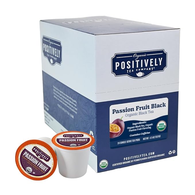 Organic Positively Tea Company, Passion Fruit Black Tea, K-Cup Compatible, 24 Pods