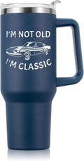 NOWWISH 40oz Tumbler with Handle and Straw for Men, I am Not Old Funny Christmas Gifts for Dad Husband Grandpa, Large Insulated Mug, Stocking Stuffer Idea - Navy Blue
