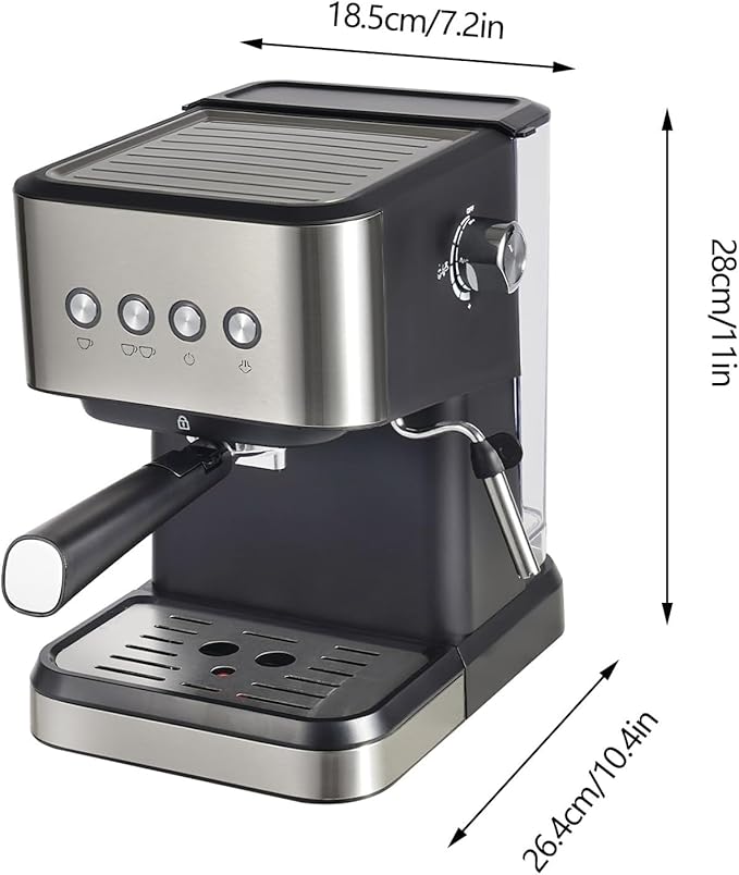 1050W Coffee Machine, Small Drip Coffee Machine with Steam Nozzle, 15-20Bar Semi-automatic Coffee Machine with 50.73oz Water Tank, 30-45 Seconds Fast Heating