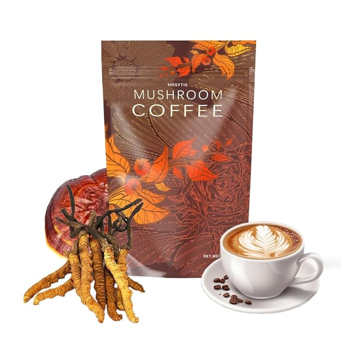 Mushroom Coffee With Lion's Mane, Reishi, Cordyceps, Shiitake, King Trumpet & Turkey Tail Everyday Dose (60 Servings) Premium Instant Coffee for Better Focus, Energy（12.7 Ounce Pack of 360g）