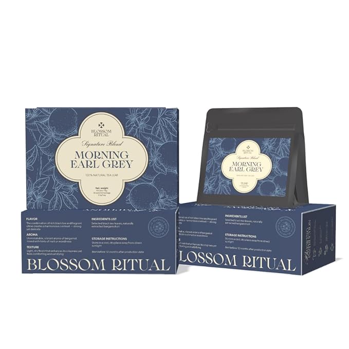 BLOSSOM RITUAL Morning Earl Grey – Loose Leaf Quality – Organic Bergamot Extract – Natural Based Pyramid Tea Bags – 20 Counts – Energizing Breakfast Blend| 2.65oz