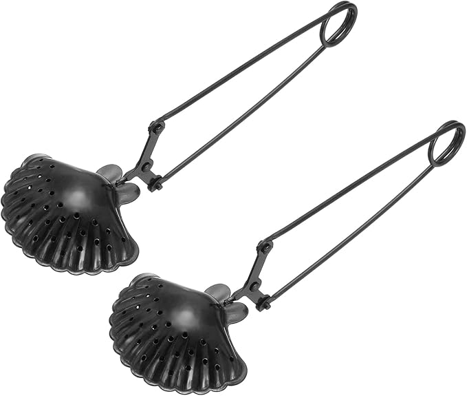 uxcell 2 Pcs Tea Infuser, Stainless Steel Loose Leaf Tea Infuser Filter, Long Handle Tea Steeper Strainers for Cup and Teapot for Tearoom Office Home, Shell Shaped Black