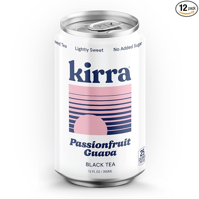 Kirra Organic Iced Tea 12 Pack - Passion Fruit Guava Black Teas - Lightly Sweetened with Organic Juice - No Added Sugar or Artificial Sweeteners - Passion Fruit + Guava Flavor