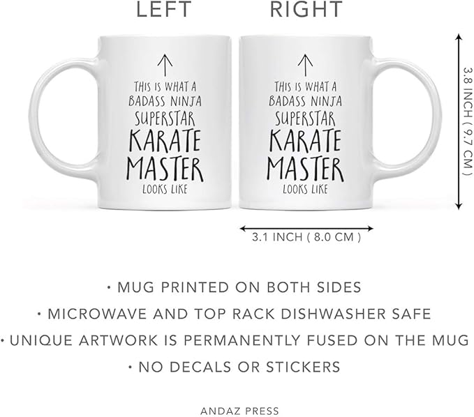 Andaz Press Funny 11oz. Ceramic Coffee Tea Mug Gift, This is What a Badass Ninja Superstar Karate Master Looks Like, 1-Pack, Birthday Christmas Gift Ideas Coworker