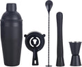 Cocktail Shaker Set Bartender Kit,5 Piece Bar Set Stainless Steel Bar Tools Set for Professional Bartender and Home (Matte Black, 5-Piece)