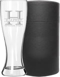 Personalized Etched 23oz Pilsner Beer Glass - Custom Engraved Christmas Gifts for Men, Dad Drinking Birthday Glasses, Gifts for Him, Halpert Monogram