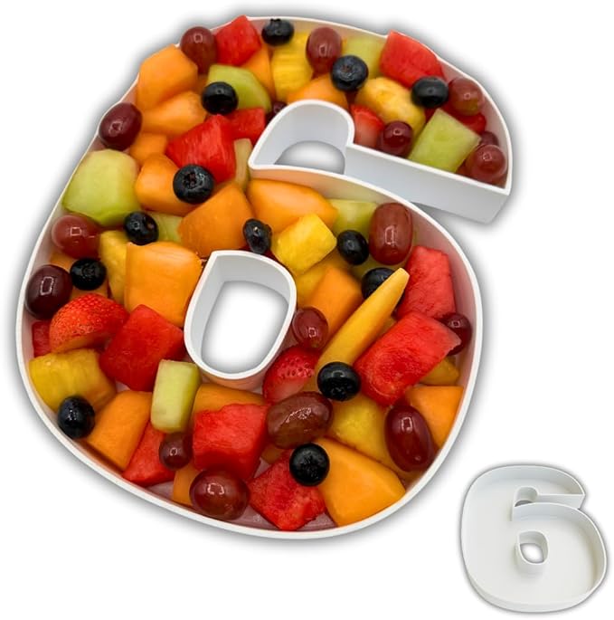 Hard Plastic Reusable Fillable Letters Numbers Serving Trays for Party Decoration (6, White)