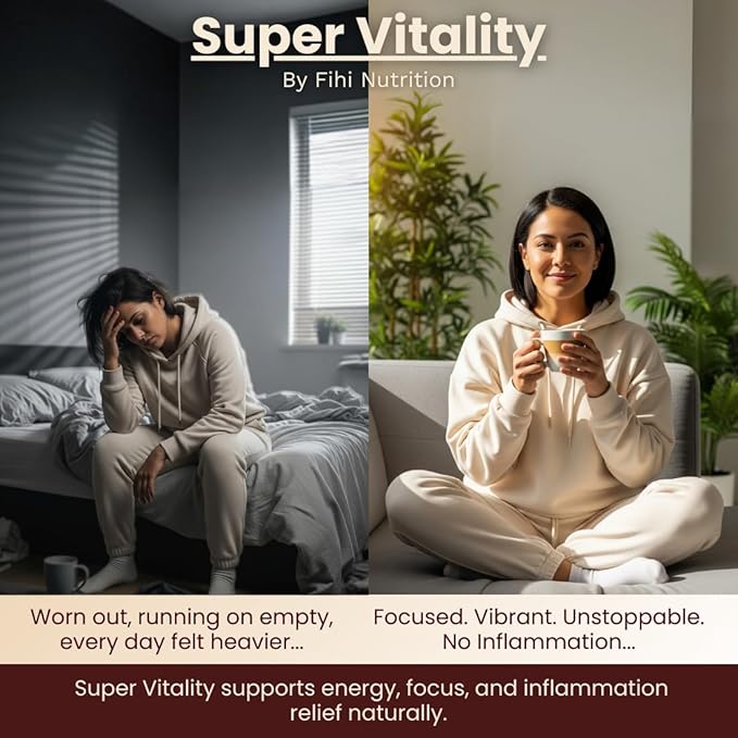 Super Vitality – Anti-Inflammation, Energy, Focus & Stamina | Clinically Studied Superfood Latte Powder | Clean, Effective, Made in California