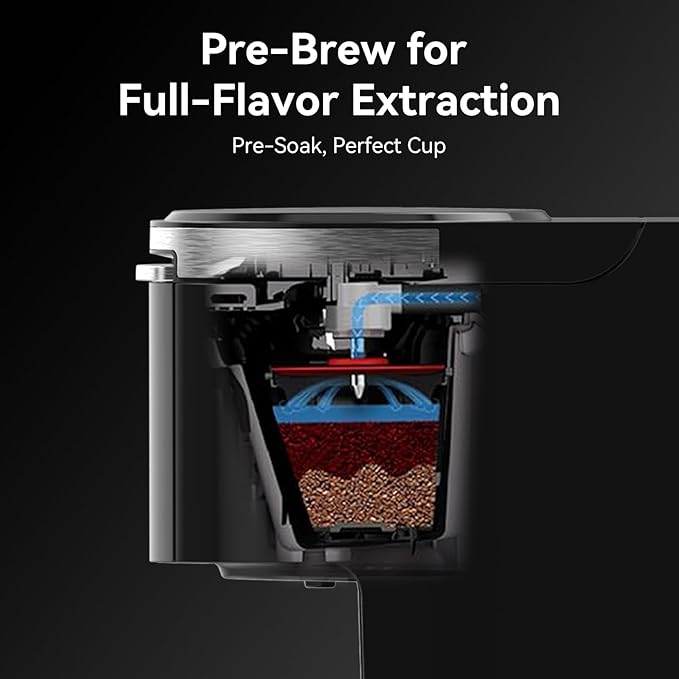 Gevi Single Serve Coffee Maker, Compatible with Pods & Ground Coffee, 40oz Removable Water Reservoir, 5 Brew Sizes (6-14oz), Compact for Kitchen Use, Black