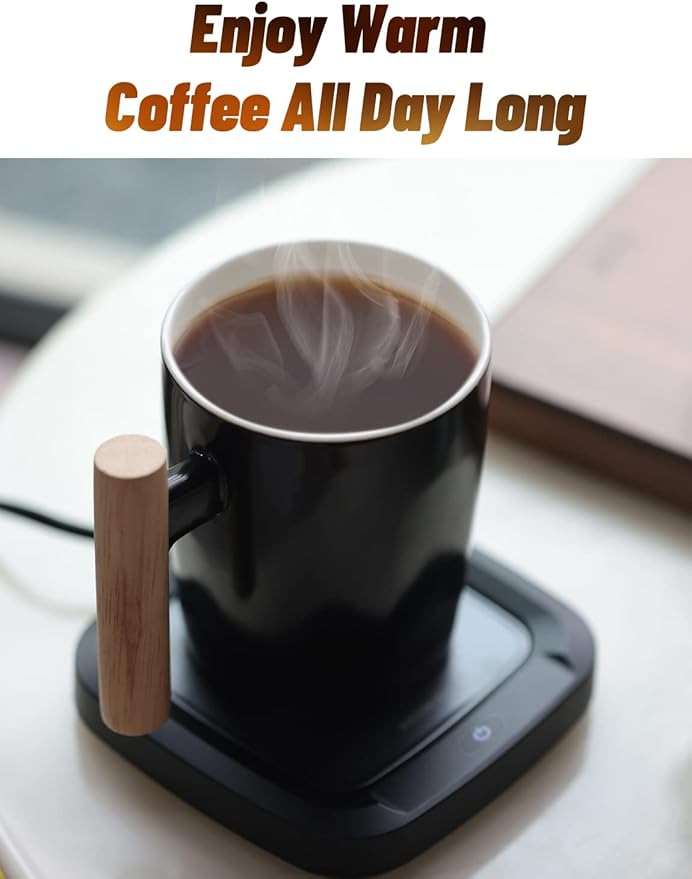 Coffee Mug Warmer Set for Desk, Temperature Controll Heating Cup for Hot Chocolate, Cocoa and Tea, Office & Home use, One Temperature
