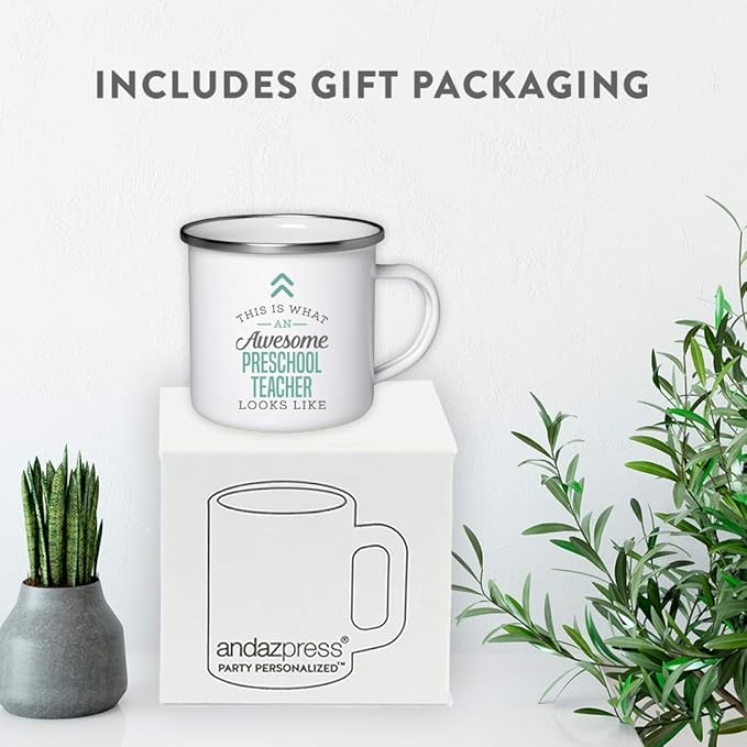 Andaz Press 11oz. Stainless Steel Campfire Coffee Mug Gift, This is What an Awesome Preschool Teacher Looks Like, 1-Pack, Birthday Gift Ideas Coworker Him Her, Includes Gift Box