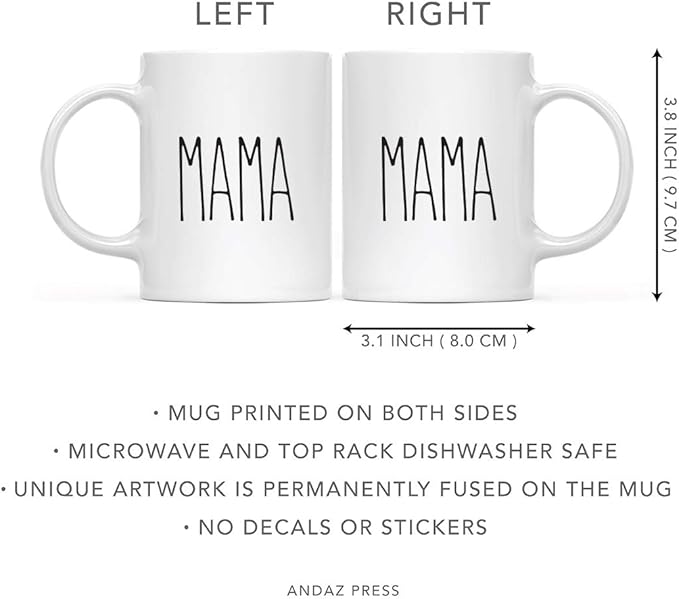 Andaz Press Simple Rustic Farmhouse Kitchen Decor 11oz. Ceramic Coffee Tea Mug Gift, Mama, 1-Pack, Birthday Christmas Gift Ideas for Family, Friends