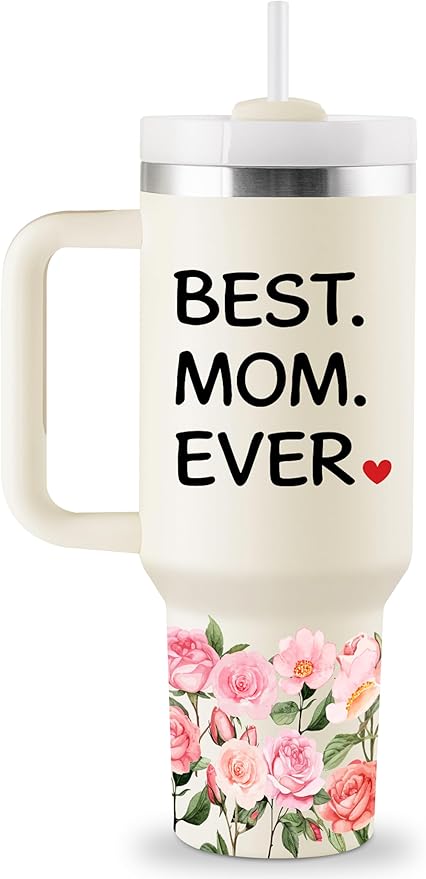 Gifts for Mom Christmas Gifts for Mom Best Moms Gift from Daughter Son Moms Birthday Gift Ideas Mother Gift for Mothers Day Christmas 40oz Travel Cup Insulated Tumbler with Lid & Straw