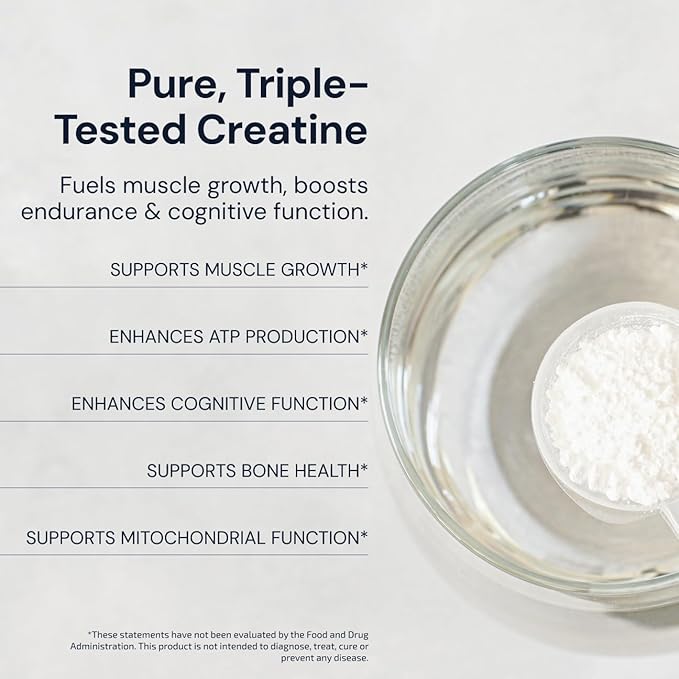 Blueprint Bryan Johnson Creatine Monohydrate Powder – Amino Acid Powder - Supplement Supports Muscle Growth, Recovery, Strength & Focus – Unflavored Creatine for Women & Men – 5g Dose – 100 Servings