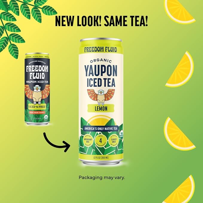 Freedom Fluid Yaupon Iced Tea – Refreshing & Slightly Sweet Organic Yaupon Tea – Variety 12 Pack (12 oz cans) – Antioxidant Rich, Natural Caffeine, Low Calorie, Low Sugar Herbal Tea Drink