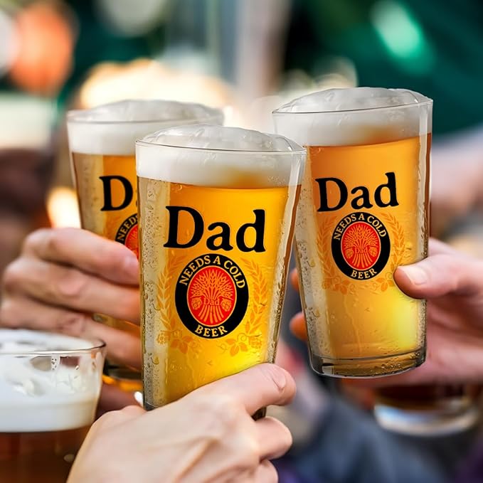 Father's Day Father Christmas Halloween Birthday Gifts for Fathers Your Dad Beer Lovers Present for Dad Vintage Beer Drinking Glass Happy Fathers Day Party Supplies Decorations