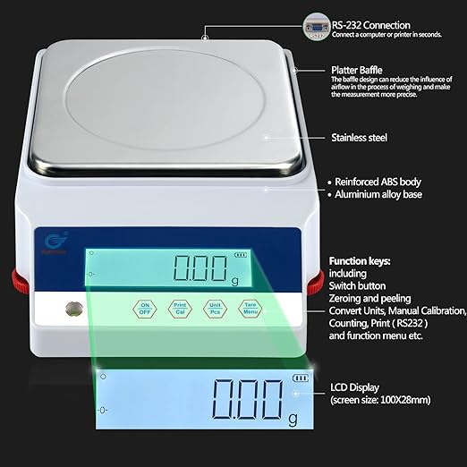 Lab Scale 1000gx0.01g Accurate Analytical Balance Digital Electronic Precision Balance Laboratory Scale Jewelry Gold Scale Scientific Scale Kitchen Scale |for Laboratory, Industrial, Business