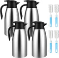4 PCS 68 Oz Thermal Coffee Carafe with 4 PCS Brushes, 316L Stainless Steel Double Walled Vacuum Insulated Coffee Carafes for Keeping Hot 12 Hours, Cold 24 Hours, Carafe for Hot Liquids, Beverages