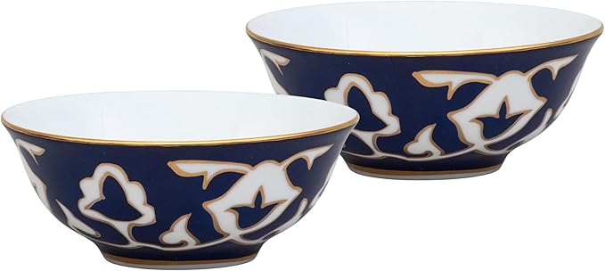 Blue and White Tea Cups - 6 oz. Tea Cups with White Vintage Design - Elegant Tea Serving cups for Kitchen and Gift for Women, Men, Adults and Tea Lovers (2 Cups)