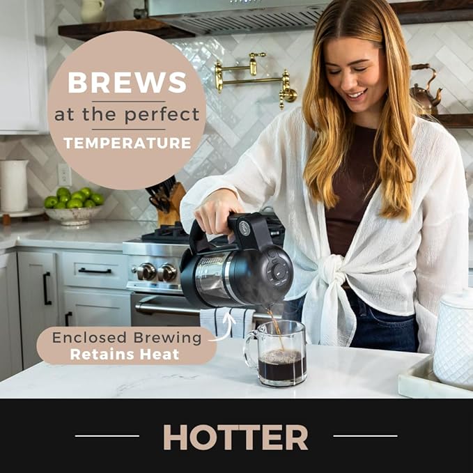 VINCI Micro Café Smallest Single-Serve Coffee Brewer | Compatible with Keurig K-Cups, K-Pods | Glass Carafe | Enclosed Brewing for Hotter Coffee | Large Capacity Reusable Filter Cup Included (Black)