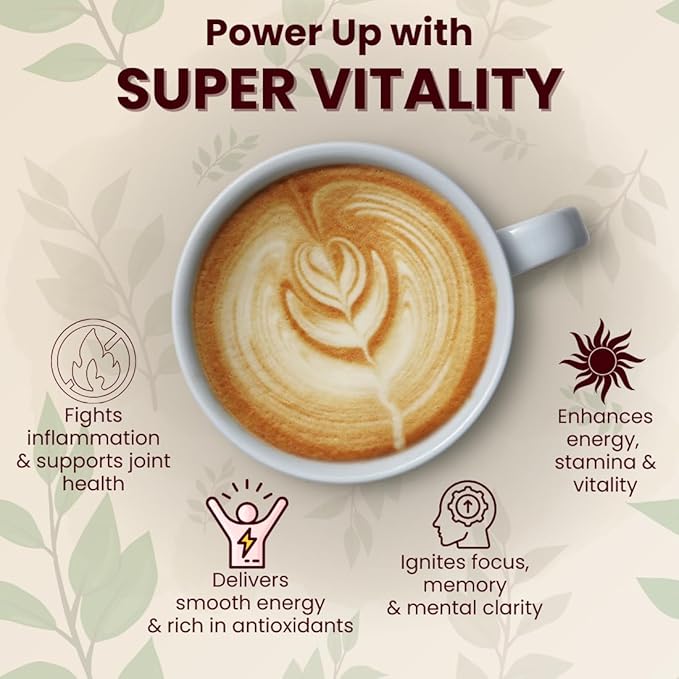 Super Vitality – Anti-Inflammation, Energy, Focus & Stamina | Clinically Studied Superfood Latte Powder | Clean, Effective, Made in California