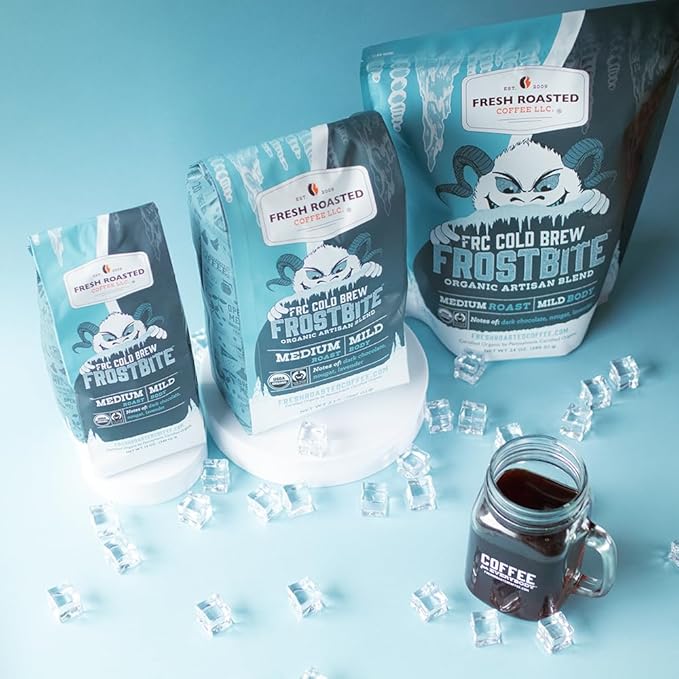 Fresh Roasted Coffee, Organic Frostbite Cold Brew | Mold & Myco 3rd Party Tested, USDA Organic, Kosher | Medium Roast | 12 oz Coarse Ground