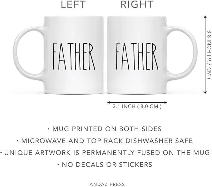 Andaz Press Simple Rustic Farmhouse Kitchen Decor 11oz. Ceramic Coffee Tea Mug Gift, Father, 1-Pack, Father's Day Birthday Christmas Gift Ideas for Family, Friends
