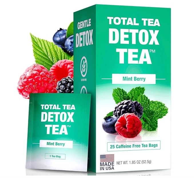 Total Tea Slimming Detox Tea for a Healthy Weight Support - Caffeine Free - Herbal Tea with Chamomile, Hibiscus, Ginger Root for Colon Cleanse - Natural Fruit Tea for Digestive Health