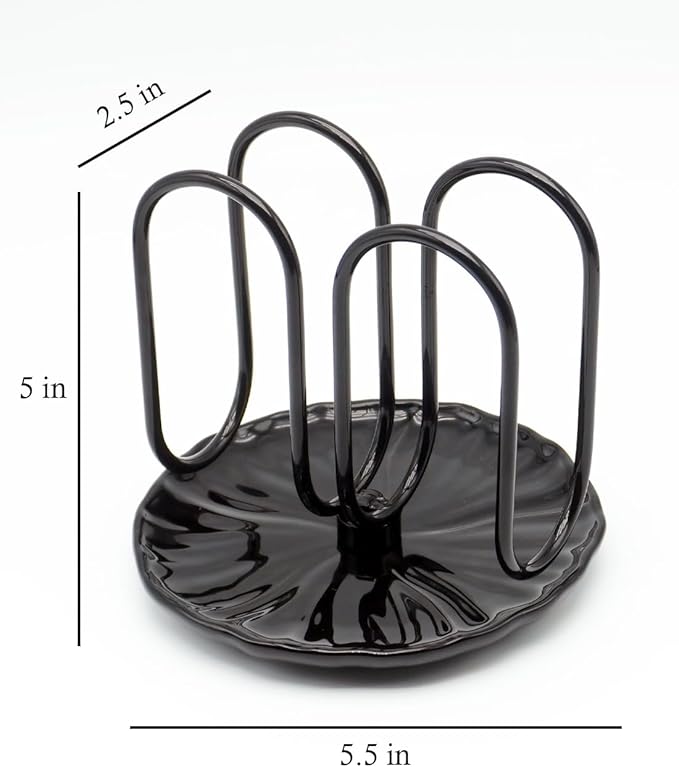 VROOMIUM Napkin Holder for Table, Ceramic Base Effortless Cleaning, 1 lb Weight, Chic Black Napkin Holders for Paper Napkins, Servilleteros para Mesas