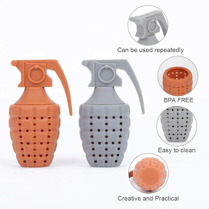 Cute Silicone Tea Infuser Loose Leaf Tea Steeper Tea Accessories Tea Diffusers Shape Design Tea Filter Funny Tea Strainer (Grey)