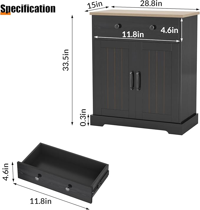 Kitchen Storage Cabinet, Modern Buffet Cabinet with Storage, Coffee Bar with 2 Drawers and 2 Doors, Floor Sideboard Buffet for Living Room, Dining Room, Bathroom